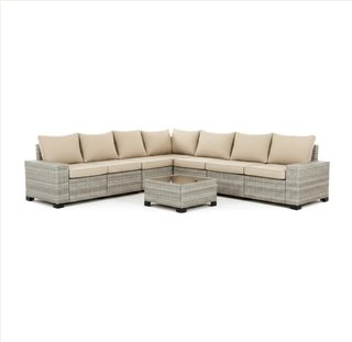Sofá Exterior Ratan 7 Piezas Beige/Gris