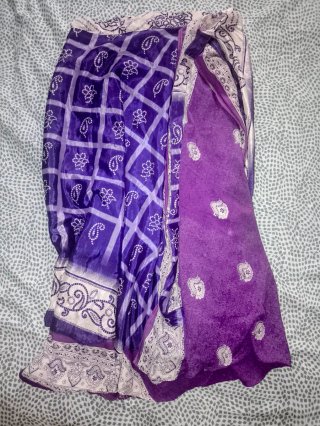 Falda reversible razo morado y blanco