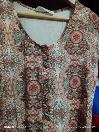 Vestido étnico estampado,tonos salmon, largo mujer