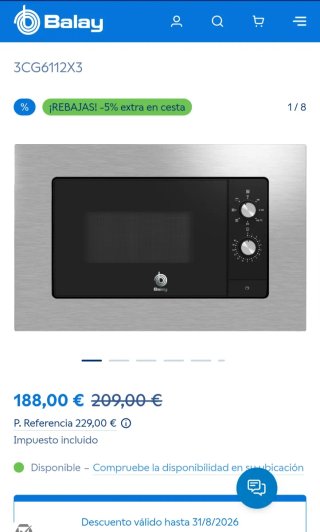 Microondas Balay con grill
