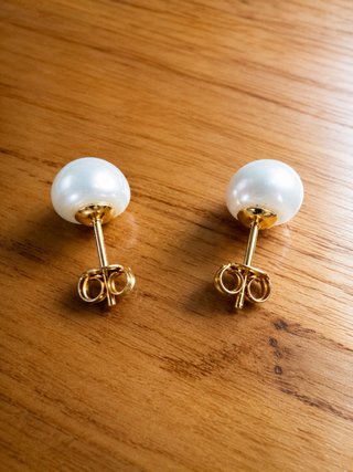 Pendientes Oro Laminado 14kGF y Perla blanca