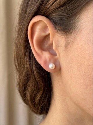 Pendientes Oro Laminado 14kGF y Perla blanca