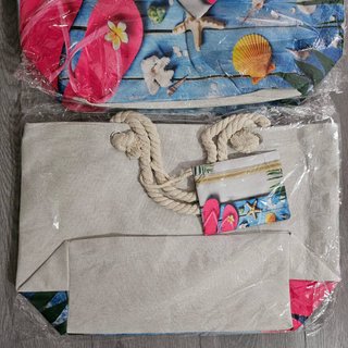 Bolsa de Playa Grande Estampado + Monedero Nuevo