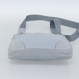 PRADA Shoulder Bag Leather Light Blue Silver Auth