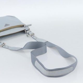 PRADA Shoulder Bag Leather Light Blue Silver Auth