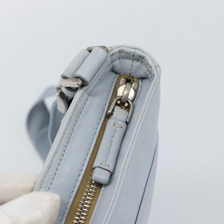 PRADA Shoulder Bag Leather Light Blue Silver Auth