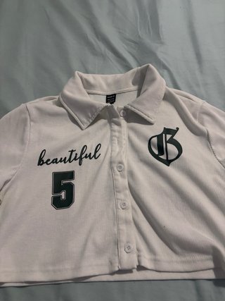 Camiseta corta SHEIN blanca y verde Talla L