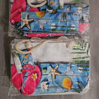 Bolsa de Playa Grande Doble Estampado Monedero New