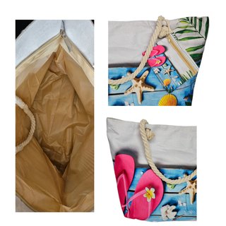 Bolsa de Playa Grande Doble Estampado Monedero New
