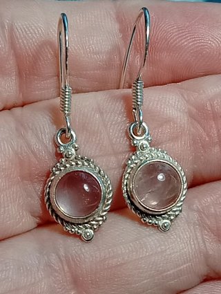 Pendientes Plata Ley cuarzo rosa