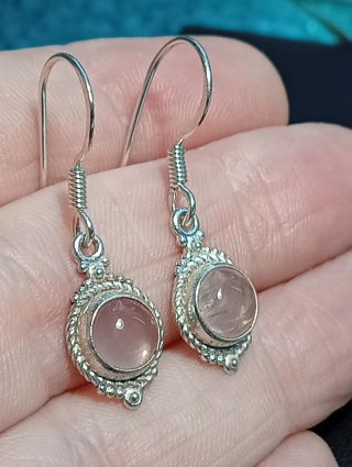 Pendientes Plata Ley cuarzo rosa