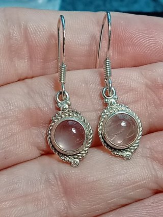Pendientes Plata Ley cuarzo rosa
