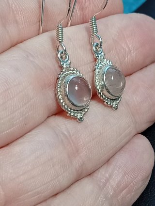 Pendientes Plata Ley cuarzo rosa