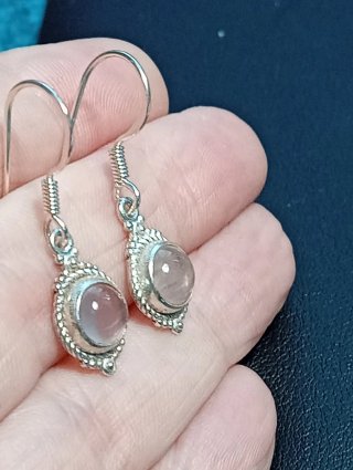 Pendientes Plata Ley cuarzo rosa