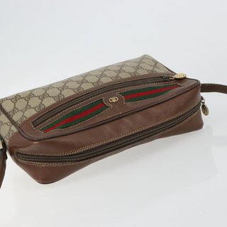 GUCCI GG Supreme Web Sherry Line Bag PVC Beige