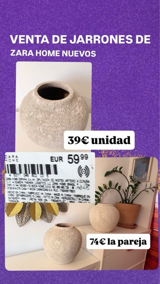 Pareja Jarrones Zara Home Terracota Beige/Gris