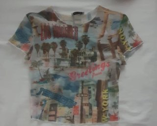 Top transparente estampado