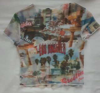 Top transparente estampado