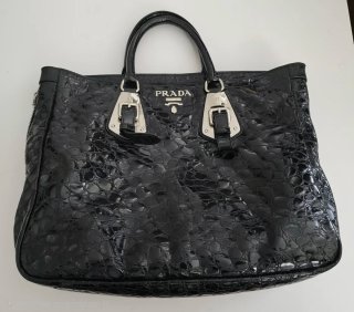 Bolso Prada Negro Piel Cocodrilo