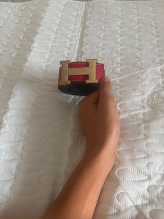 Cinturón Hermès H Hebilla Dorada Rojo