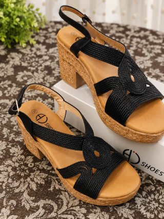 Sandalias Negras Tacón Cómodas Talla 37