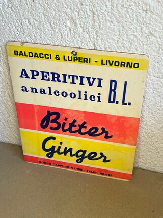 Cartello Pubblicitario Vintage Bitter Ginger 1960