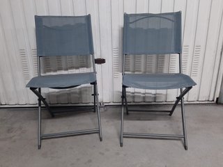 2 Sillas Plegables Terraza Jardín Grises