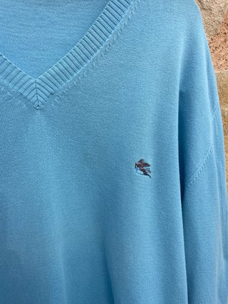 Jersey Etro Hombre AzulCeleste Cuello Pico Algodón
