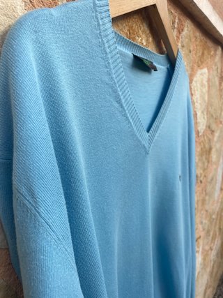 Jersey Etro Hombre AzulCeleste Cuello Pico Algodón