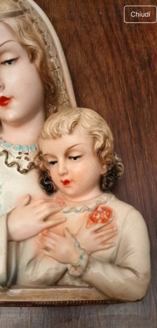 Antico Capolavoro Madonna Bambino Scultura