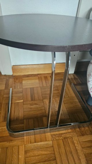 Mesa auxiliar redonda madera y metal