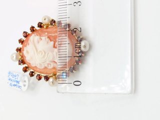 Colgante Broche Oro 18k Dama Cameo Perlas Granates