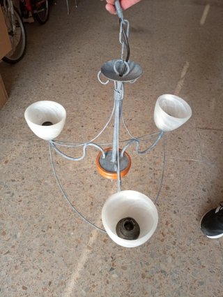 Lámpara de techo forja y madera