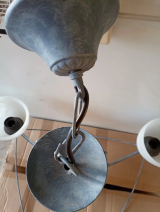Lámpara de techo forja y madera