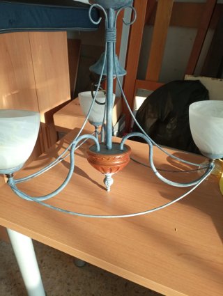 Lámpara de techo forja y madera