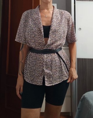 Camisa Vintage Beige y Multicolor Talla Única