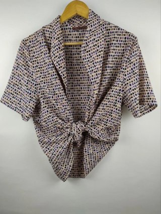 Camisa Vintage Beige y Multicolor Talla Única