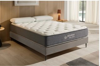 Cama 135cm: Base tapizada y colchón viscoelástico