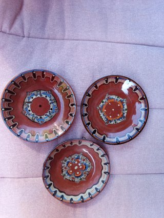 3 Platos Cerámica Búlgara Troyan Vintage
