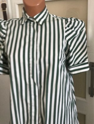Vestido de rayas Zara verde y blanco