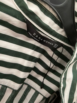 Vestido de rayas Zara verde y blanco
