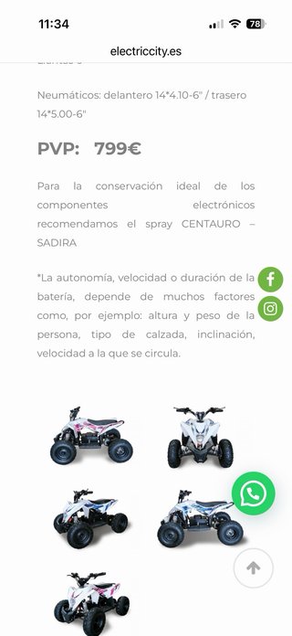 Mini Quad Roan Radix 1000w Eléctrico