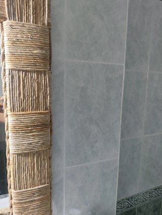 Espejo Baño Rafia Beige y Marrón