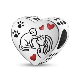CHARM GATO CORAZON CHICA PARA PULSERA PANDORA CAJA
