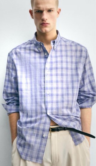 Camisa Zara cuadros azul y gris