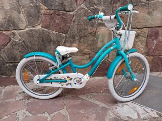 Bicicleta infantil azul con cesta