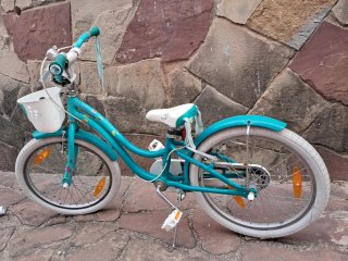 Bicicleta infantil azul con cesta
