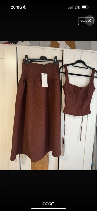 Conjunto Falda y Top Zara Marrón