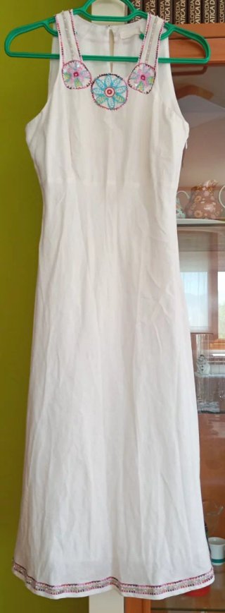Vestido Cortefiel Lino Blanco