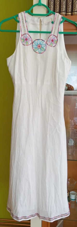 Vestido Cortefiel Lino Blanco